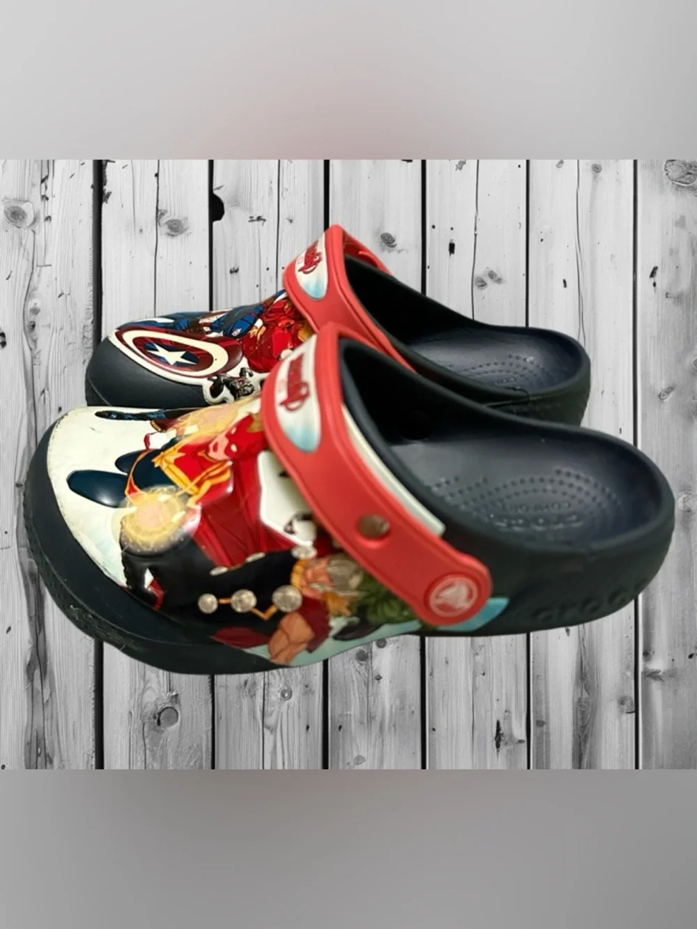 CROCS Kids Marvel Avengers Clog Sandals - Black and Red 12